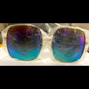 Gucci Sunglasses GG0414S 004 60mm Gold / Multi Mirror Tiger Logo